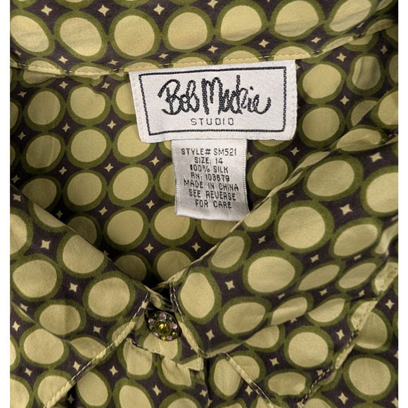 Bob Mackie Button Up Blosue Womens 14 Wearable Art Vintage 70s Geometric Retro - Picture 4 of 7